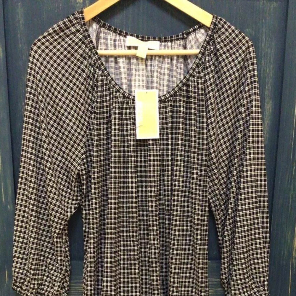 Michael Kors Women Blouse Tops 1X Black & White New